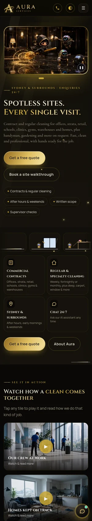 Aura Services homepage preview