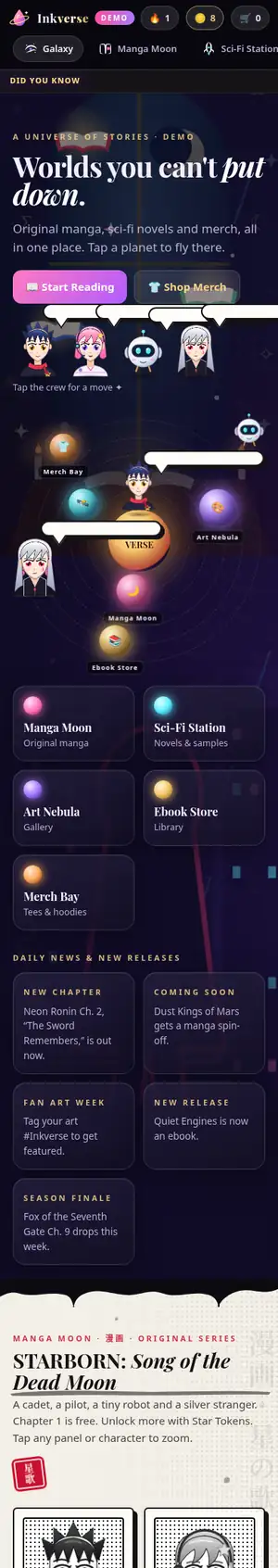 Inkverse homepage preview