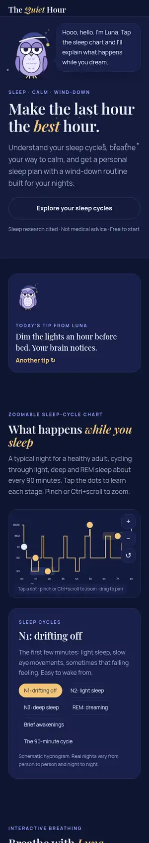 The Quiet Hour homepage preview