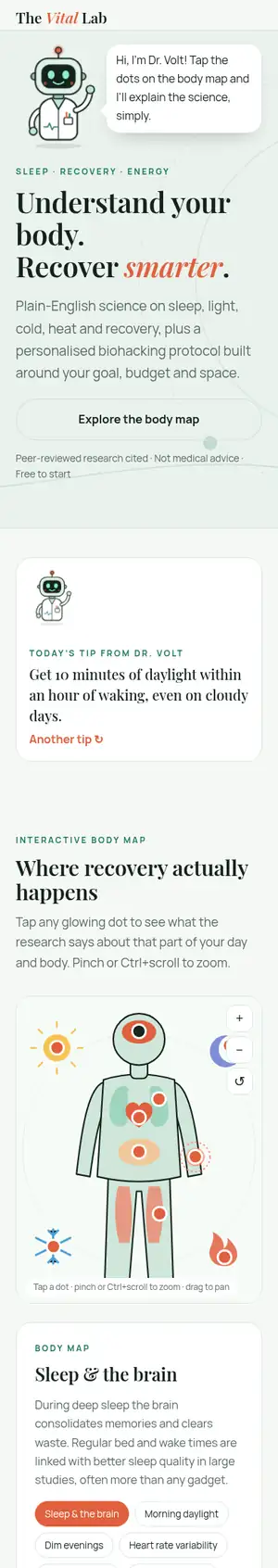 The Vital Lab homepage preview