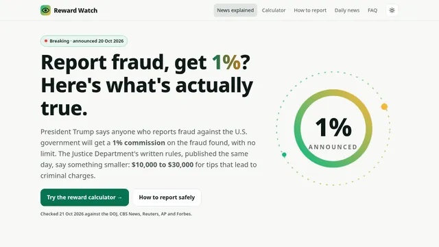 Reward Watch homepage